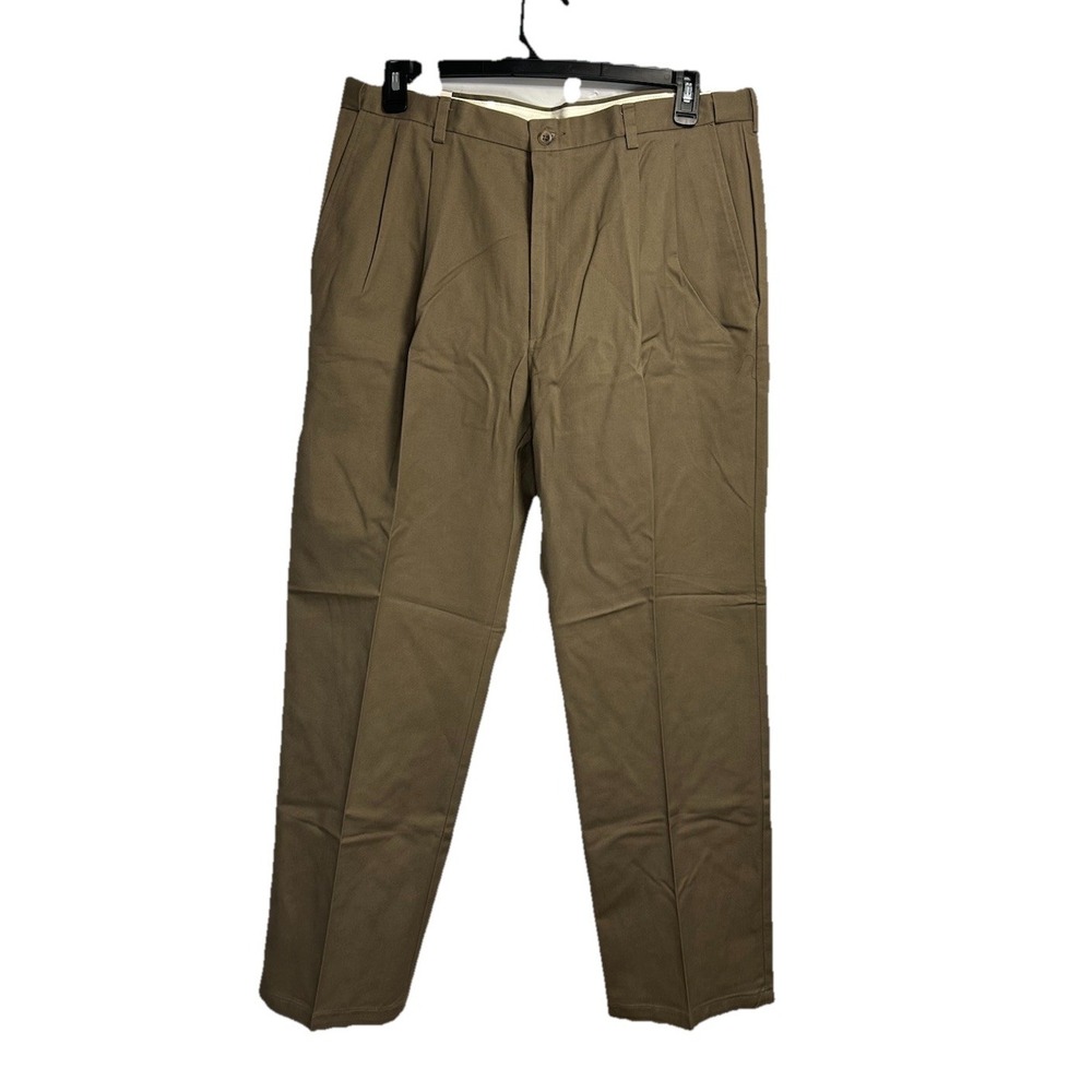 New Haggar Pants Men's 38x32 Brown Stain Resistant Pleated Office‎ Classic Fit